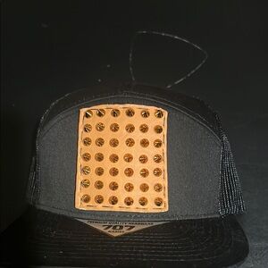 Black Cap with Gold Studded Patch
